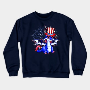 Cute Anime Dragon July 4th Independence Day Fireworks Baby Dragon Crewneck Sweatshirt